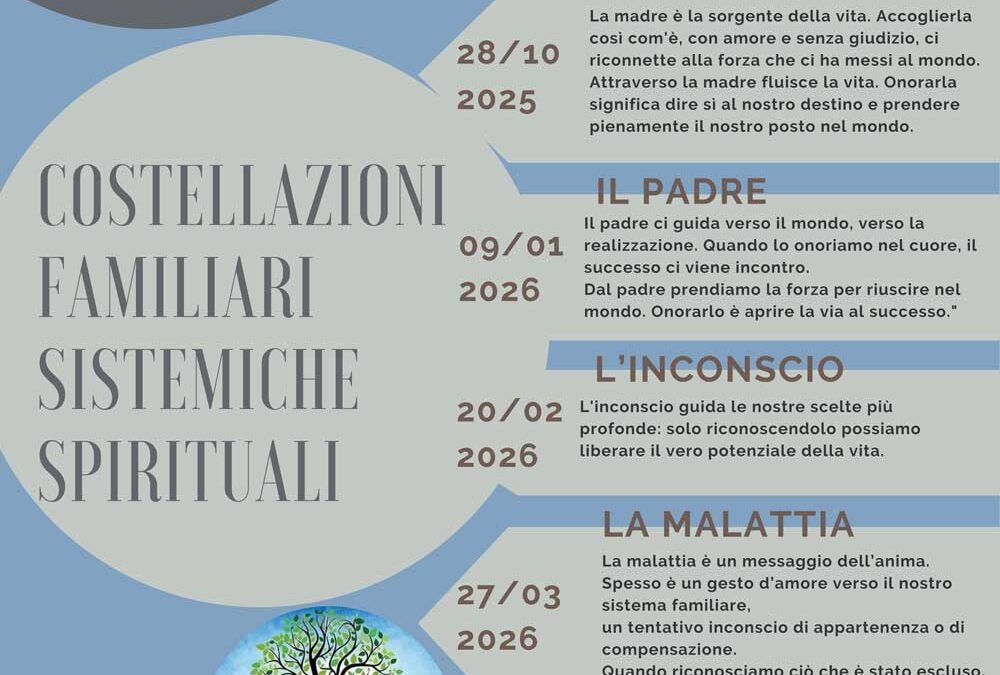 Percorso di costellazioni familiari sistemiche spirituali 2025/2026